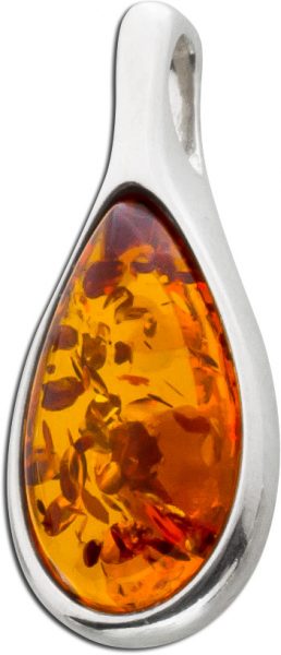 Bernstein Anhänger braun orange cognac Farben Sterling Silber 925 Tropfen Natur