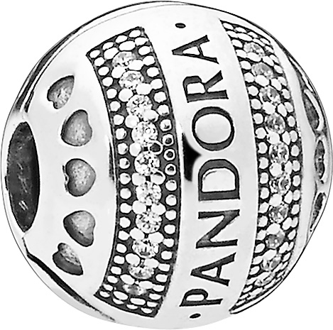 PANDORA SALE Charms 797433CZ PANDORA Logo Hearts Clip Silber 925 klare Zirkonia