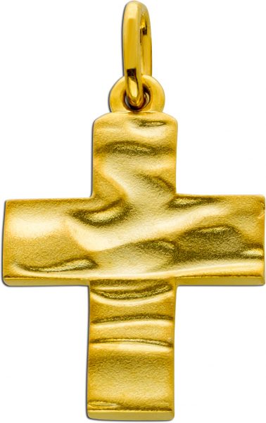 Kreuz Anhänger Kreuzschmuck Silber 925 gold farben strukturierte Oberfläche matt 36x22mm