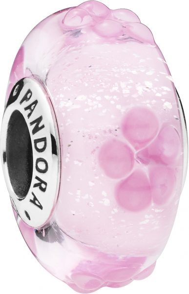 PANDORA SALE Charm Murano 797901 Pink Flower Glass