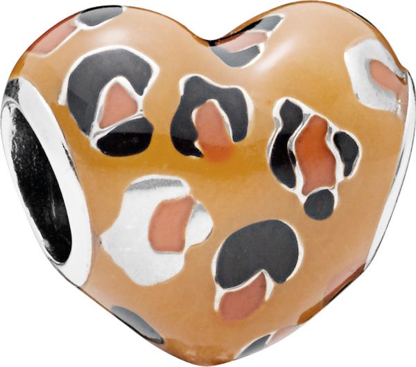 PANDORA SALE Charm 798065ENMX Spotted Heart Herz Charm Leoparden Muster Emaille
