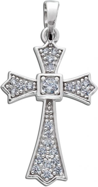 Weißer Kreuz Anhänger Silber 925/- Zirkonia Damenschmuck