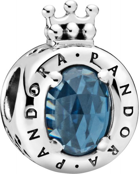 PANDORA Sale Charm 798266NMB Blue Sparkling Crown O Sterling Silber blauer Kristall