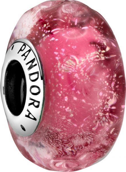 Pandora Colours Charm 798872C00 Wavy Fancy Pink Silber 925 Pink Murano Glas