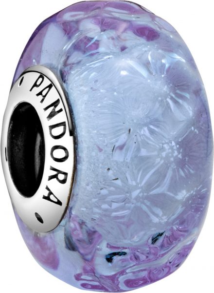 Pandora Colours Charm 798875C00 Wavy Lavender Silber 925 Lavendel Murano Glas