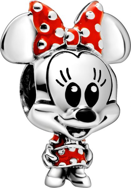 Pandora Disney Charm 798880C02 Disney Minnie Dotted Dress And Bow Silber 925 Rot Schwarz Emaille