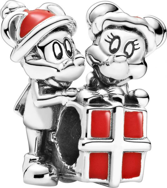 Pandora Disney Charm 799194C01 Mickey Minnie Maus Present Silber 925 red enamel