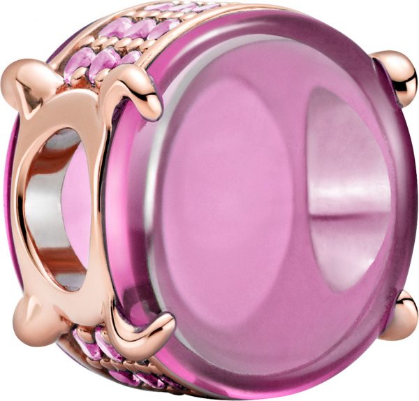 Pandora Colours Charm 789309C02 Pink Oval Cabochon Rose Synthetik Rosa Saphir