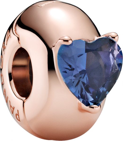 Pandora SALE Colours Clip-Charm 789203C02 Blue Heart Solitaire Silicone Grip Rose Blau Kristall