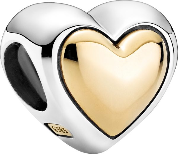 Pandora Moments Charm 799415C00 Domed Golden Heart Silber 925 Gold 14 Karat