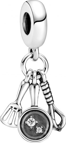 Pandora Charm Anhänger 799531C01 Spatula Frying Pan Whisk Sterling Silber 925 clear cubic zirconia