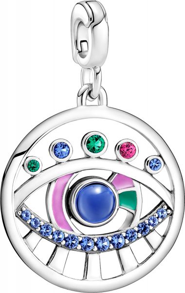 Pandora Me Charm Medaillons 799668C01 The Eye Medallion Sterling Silber 925 synth Rubin mix Kristalle mix Emaille
