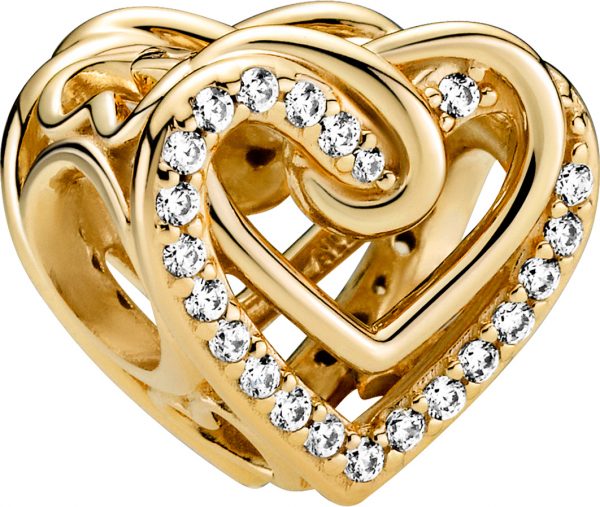 Pandora Charm 769270C01 Sparkling Entwined Hearts 14k gold vergoldet Zirkonia