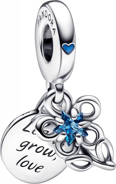 Pandora Limited Edition Moments Charm Anhänger 792293C01 Blooming Flower Silber 925 Kristall Emaill blau