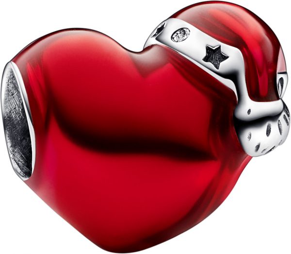Pandora Sale Charm 792336C01 metallic red christmas heart