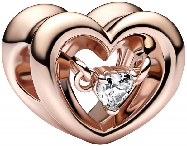 Pandora Charm Radiant Heart & Floating Stone 782493C01 roségold 14 Karat plattiert Zirkonia