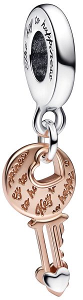 Pandora Charm Key & Sliding Heart 782510C00 Sterling Silber 925 14 Karat roségold