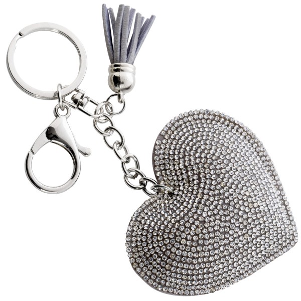 Taschenanhänger Schlüsselanhänger Herz weiße Kristalle