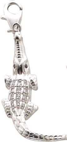 Anhänger Krokodil in echten Silber Sterlingsilber 925/- mit 14 weißen funkelnden Zirkoniasteinen und stabilem Karabinerverschluß. Zum Schnäppchenpreis von Abramowicz aus Stuttgart. Die Nr.1 für Gold, Silber und Edelsteine. Besuchen Sie auch unseren Outl