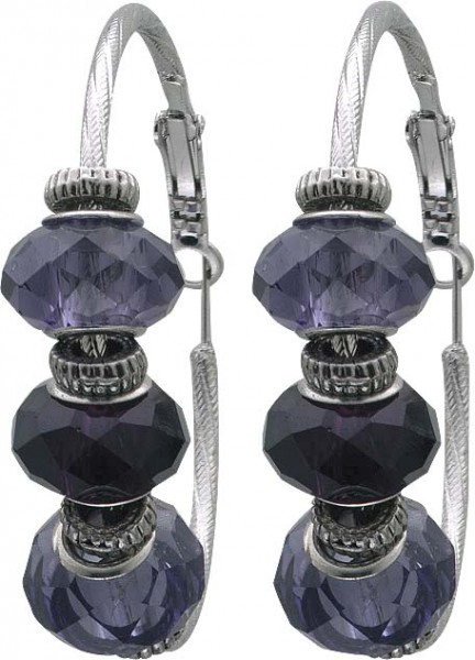 Ohrringe – Crystal Blue Creolen mit 14 Beads,