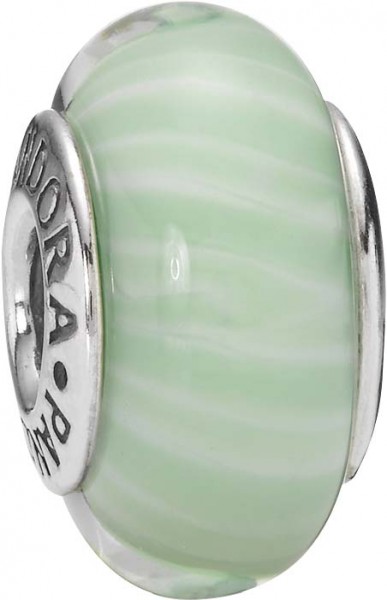 PANDORA Charms Muranoglas Element  Modellnummer: 790685 Glamouröses Design aus echtem Silber Sterlingsilber 925/-. Maße ca. 15,2mm x 8,9mm. Farben: grün-weiß quer gestreift In Premiumqualität von Deutschlands größtem und günstigstem Schmuckverkäufer. Der