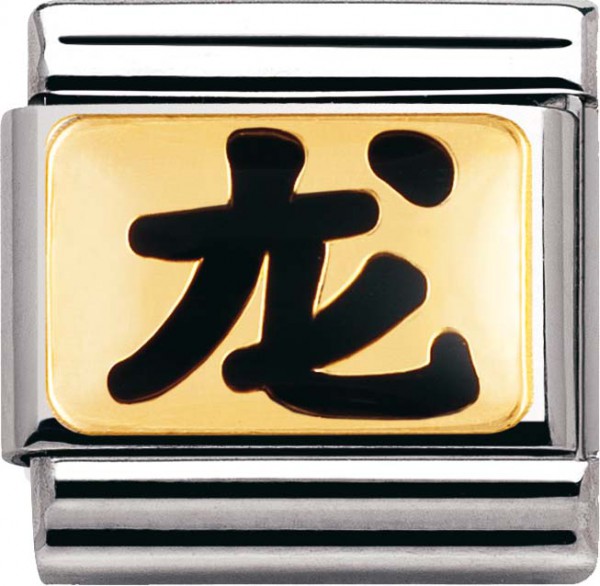 Elegantes Nomination Modell 030227-06 Element Chinesisches Schriftzeichen DRACHE emailliertes Edelstahl