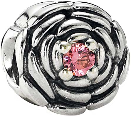PANDORA Charms Element 790575CZS Rosenblüte aus 925/- Silber Sterlingsilber, mit lachsfarbenen Zirkonia