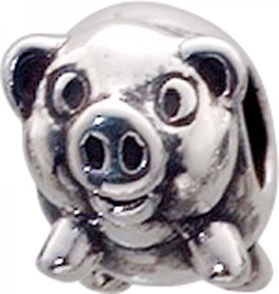 Beads Schwein aus 925/- Silber Sterlingsilber, geeignet für Ketten bis 4 mm Stärke, Durchmesser: ca. 13 mm,  Tiefstpreisgarantie bei Abramowicz in Stuttgart
