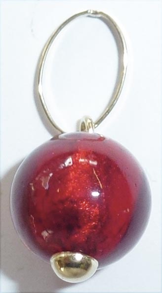 Anhänger aus Gelbgold 750/- mit Muranoglas in Rot, Durchmesser ca. 11mm Lochgröße 8mm vom Juwelier aus Stuttgart Abramowicz