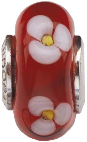 PANDORA Charms Muranoglas Element  Modellnummer: 790622 Ein echter Hingucker von PANDORA, aus echtem Silber Sterlingsilber 925/-. Maße ca. 14,8mm x 8,6mm. Farben: in rot mit weißen Blumenmuster In Premiumqualität von Deutschlands größtem und günstigstem S