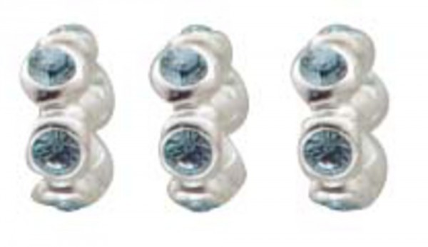 Bead Set 3-teilig aus 925/- Silber Sterlingsilber, mit 18 blauen Zirkonia, geeignet für Ketten bis 4 mm Stärke , Durchmesser je Bead  ca. 7 mm, Knallerpreis in Stuttgart